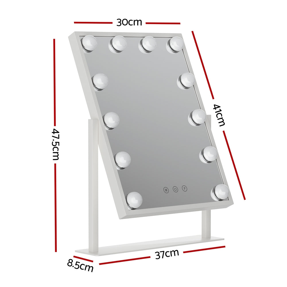 Makeup Mirrors: Embellir Makeup Mirror 30x41cm Hollywood Vanity with LED Light Rotation Tabletop