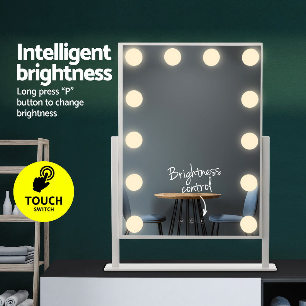 Makeup Mirrors: Embellir Makeup Mirror 30x41cm Hollywood Vanity with LED Light Rotation Tabletop
