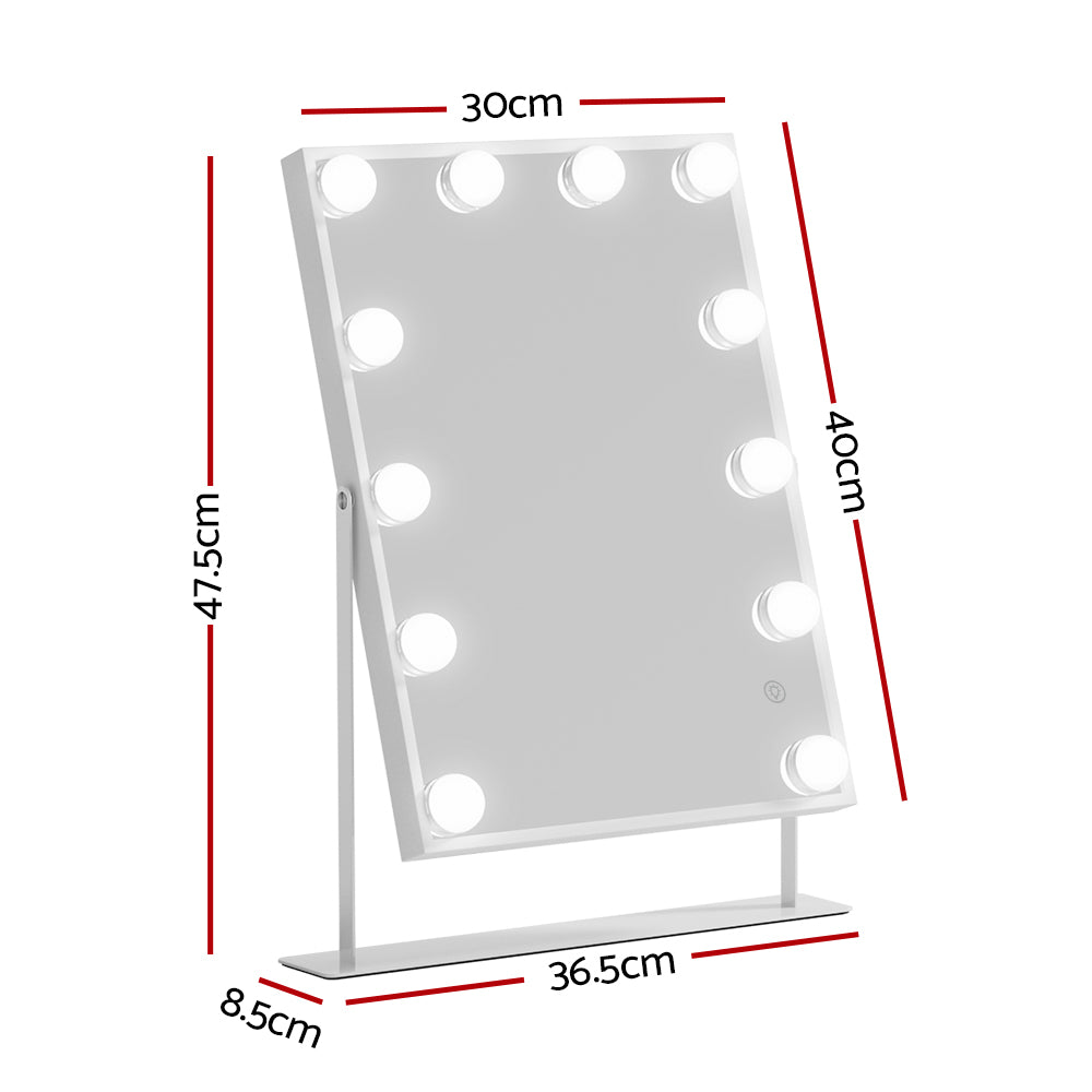 Mirrors: Embellir Bluetooth Makeup Mirror 30x40cm Hollywood Vanity with LED Light White