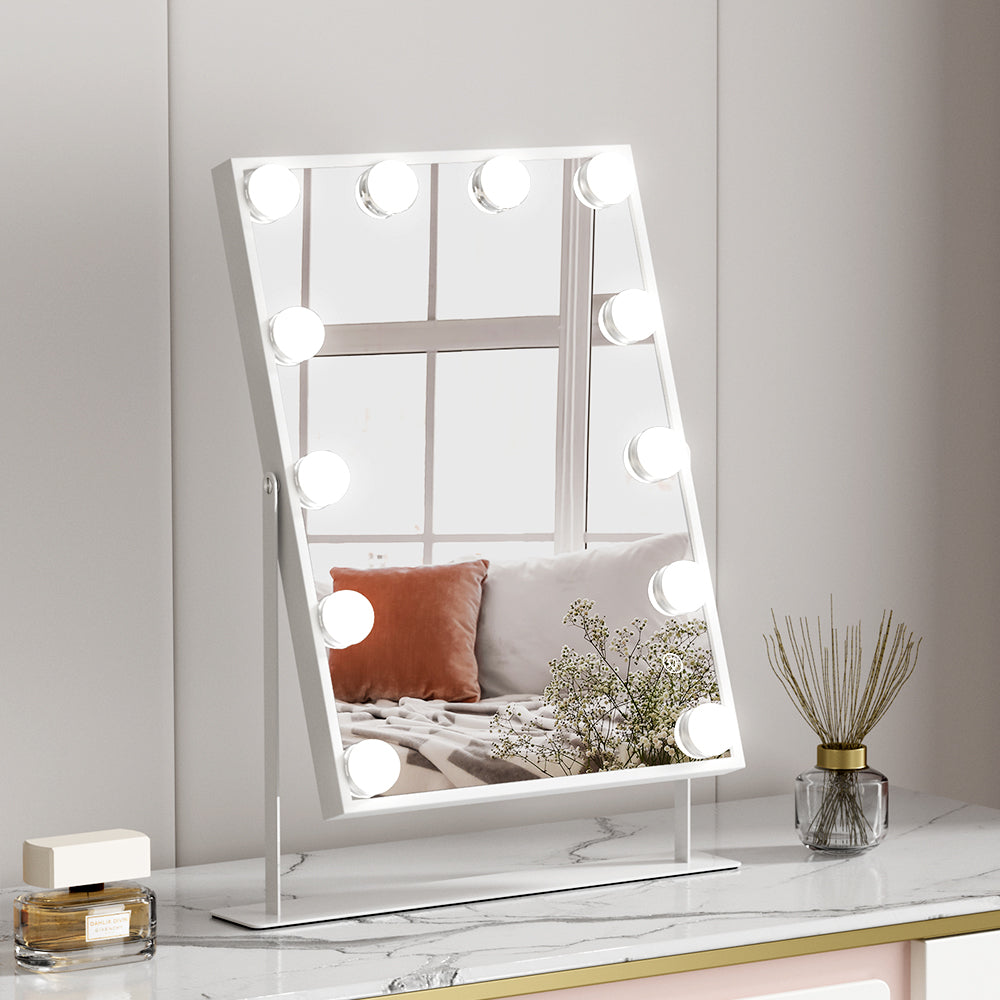 Mirrors: Embellir Bluetooth Makeup Mirror 30x40cm Hollywood Vanity with LED Light White