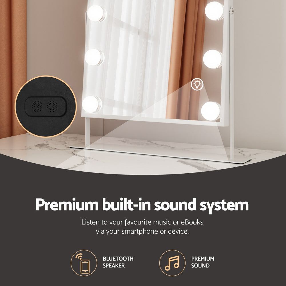 Mirrors: Embellir Bluetooth Makeup Mirror 30x40cm Hollywood Vanity with LED Light White