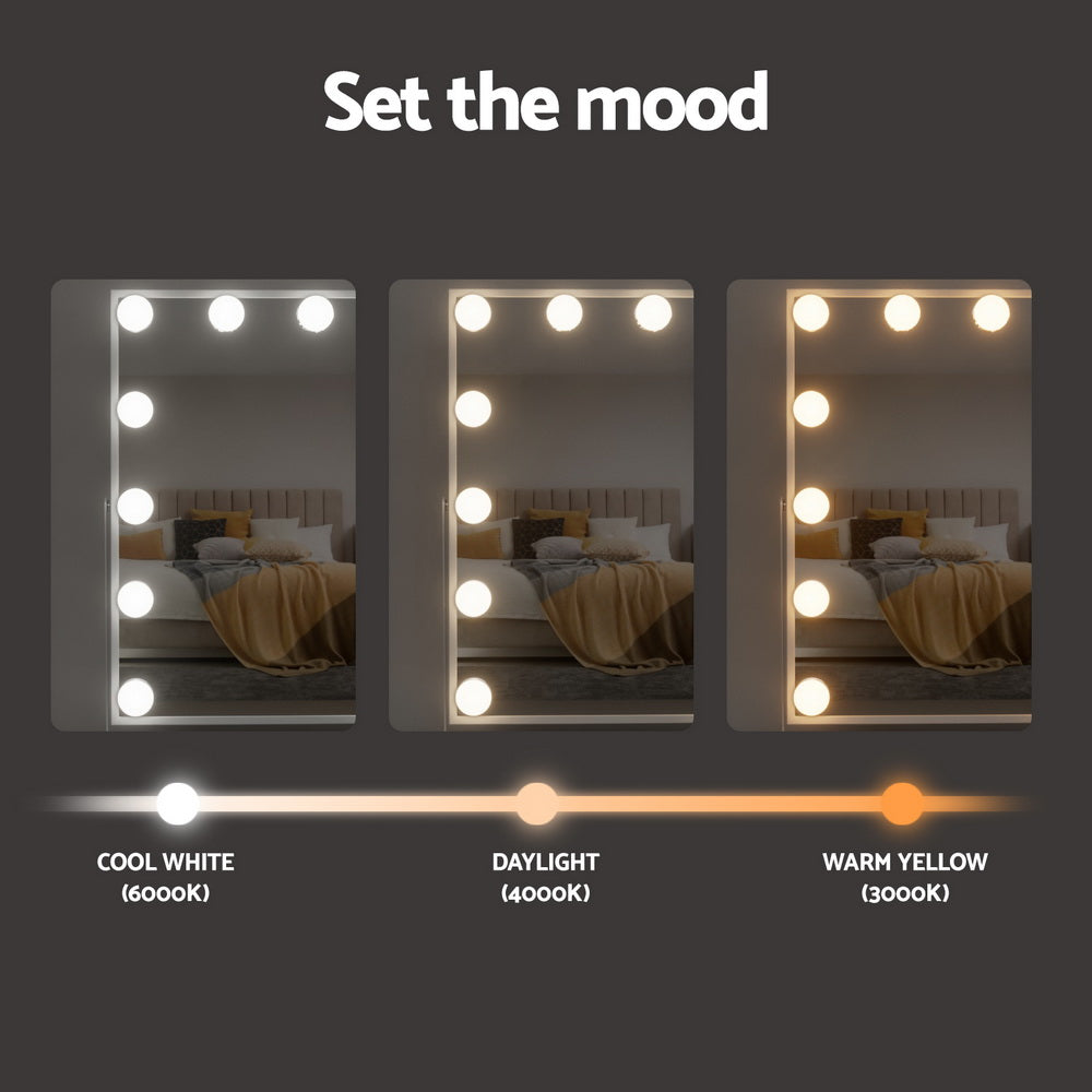 Mirrors: Embellir Bluetooth Makeup Mirror 30x40cm Hollywood Vanity with LED Light White