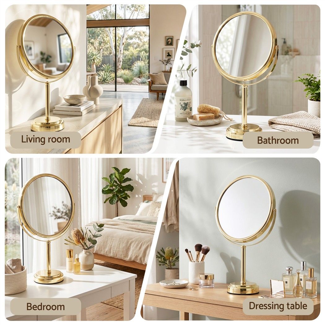 Embellir Makeup Mirror 20x20cm 1X 5X Magnifying Rotation Tabletop Gold