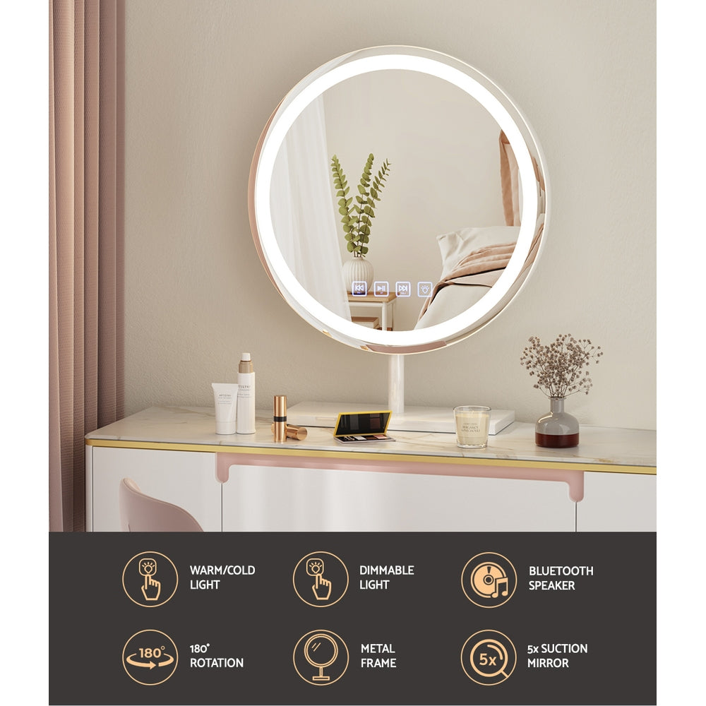 Mirrors: Embellir Makeup Mirror 40x40cm Hollywood Vanity with LED Light Tabletop Round