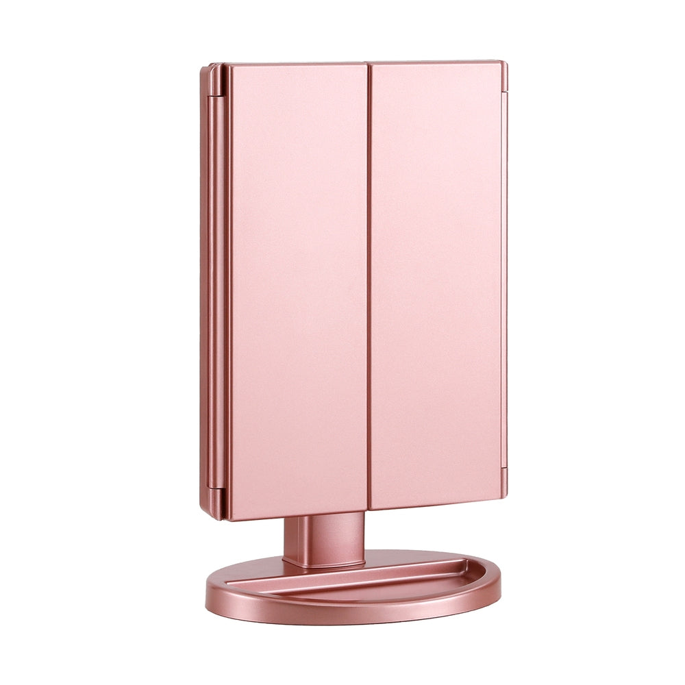 Makeup Mirrors: Embellir Tri-fold Makeup Mirror 1X2X3X Magnifying with LED Light Travel Portable Pink