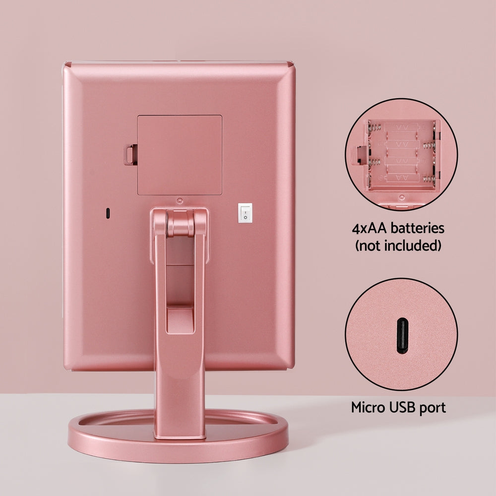 Makeup Mirrors: Embellir Tri-fold Makeup Mirror 1X2X3X Magnifying with LED Light Travel Portable Pink