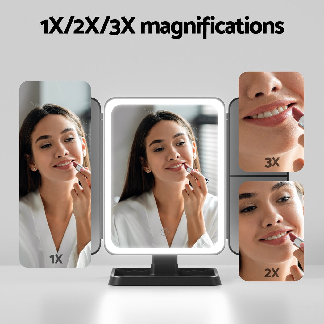 Makeup Mirrors: Embellir LED Makeup Mirror Tri-fold Lighted Vanity Mirrors 1X2X3X Magnifications