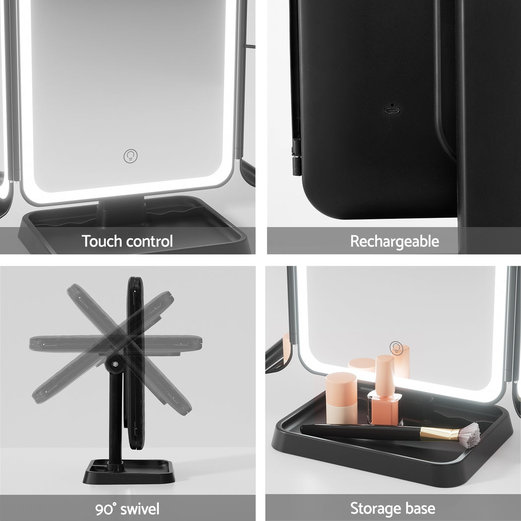 Makeup Mirrors: Embellir LED Makeup Mirror Tri-fold Lighted Vanity Mirrors 1X2X3X Magnifications