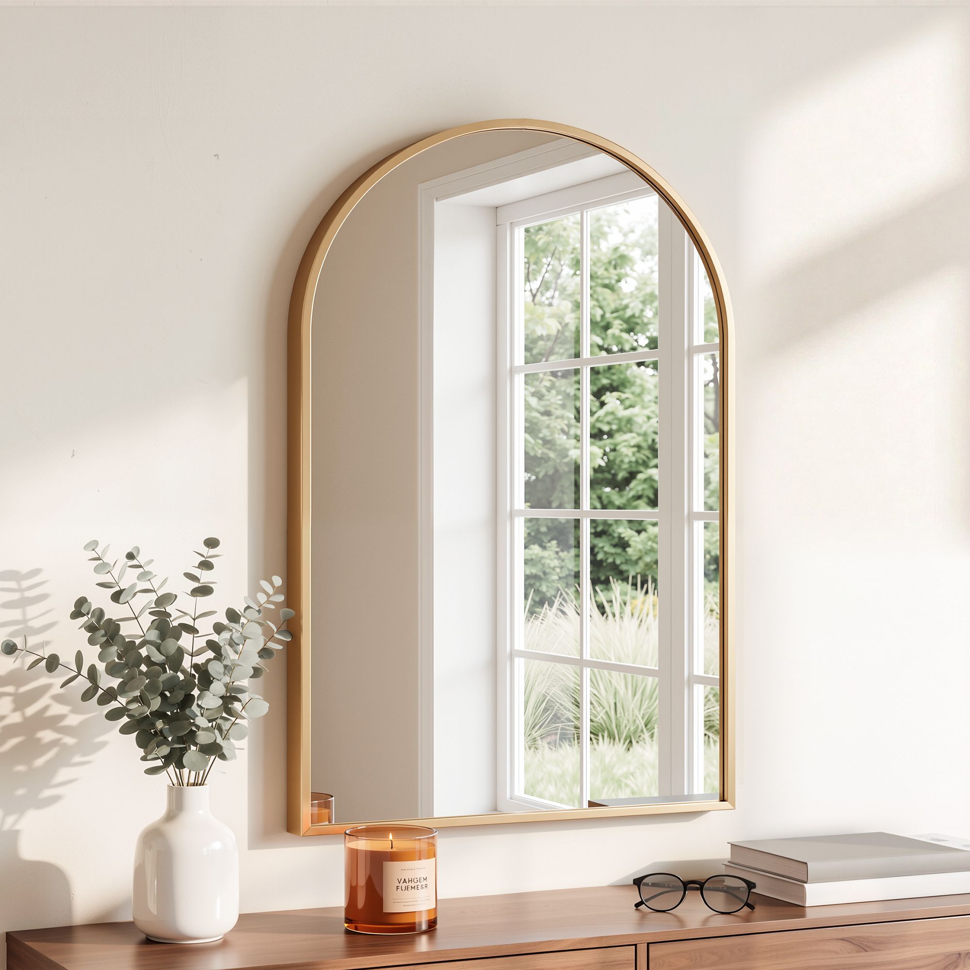 Embellir Arch Wall Mirror, Decorative Gold Frame Mirrors, 61x41cm Bathroom Vanity Mirror, Slim Frame for Living Room Entryway Bedroom Decor