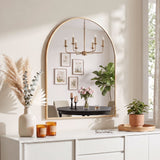 Embellir Arch Wall Mirror, Decorative Gold Frame Mirrors, 86x81cm Bathroom Vanity Mirror, Slim Frame for Living Room Entryway Bedroom Decor