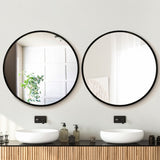 Makeup Mirrors: Embellir 2 Wall Mirror Makeup 90cm Home Decor Framed Mirrors Bathroom Round Black