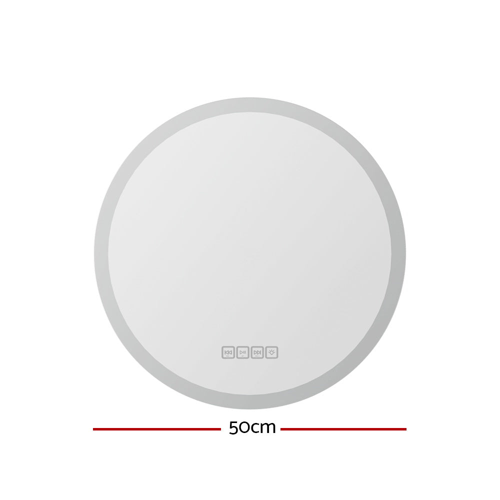 Mirrors: Embellir Bluetooth LED Wall Mirror With Light 50CM Bathroom Decor Round Mirrors