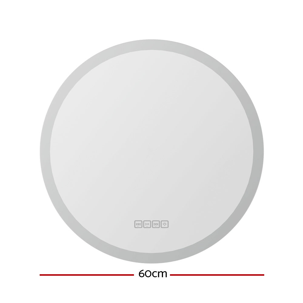Mirrors: Embellir Bluetooth LED Wall Mirror With Light 60CM Bathroom Decor Round Mirrors