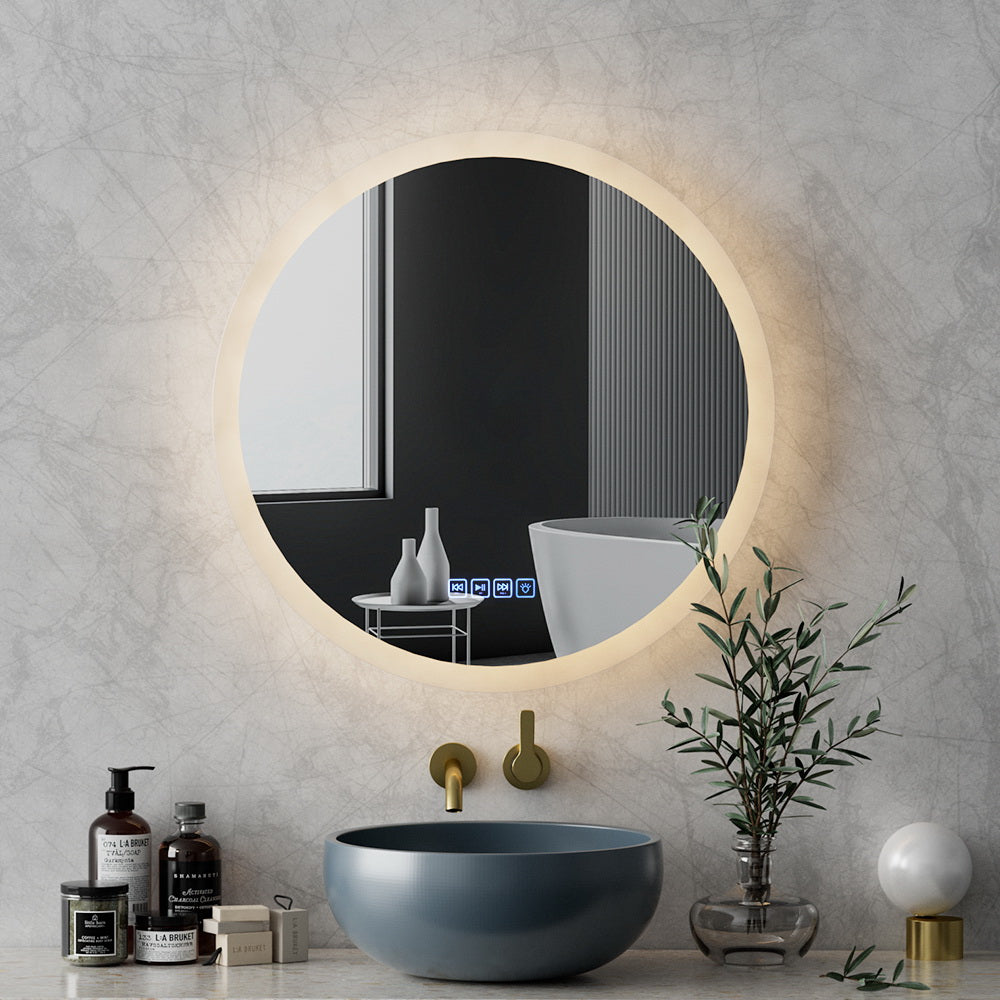 Mirrors: Embellir Bluetooth LED Wall Mirror With Light 60CM Bathroom Decor Round Mirrors