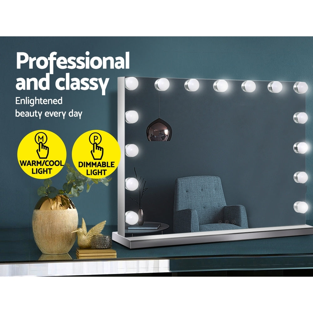 Mirrors: Embellir Makeup Mirror 58x46cm Hollywood Vanity with LED Light Tabletop Wall