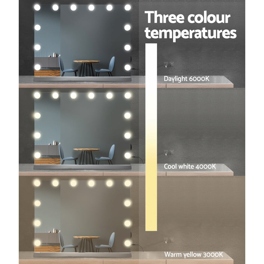 Mirrors: Embellir Makeup Mirror 58x46cm Hollywood Vanity with LED Light Tabletop Wall