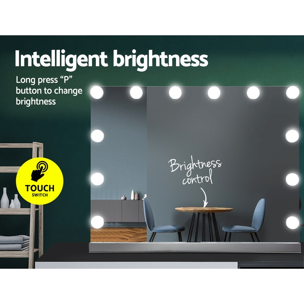 Mirrors: Embellir Makeup Mirror 58x46cm Hollywood Vanity with LED Light Tabletop Wall