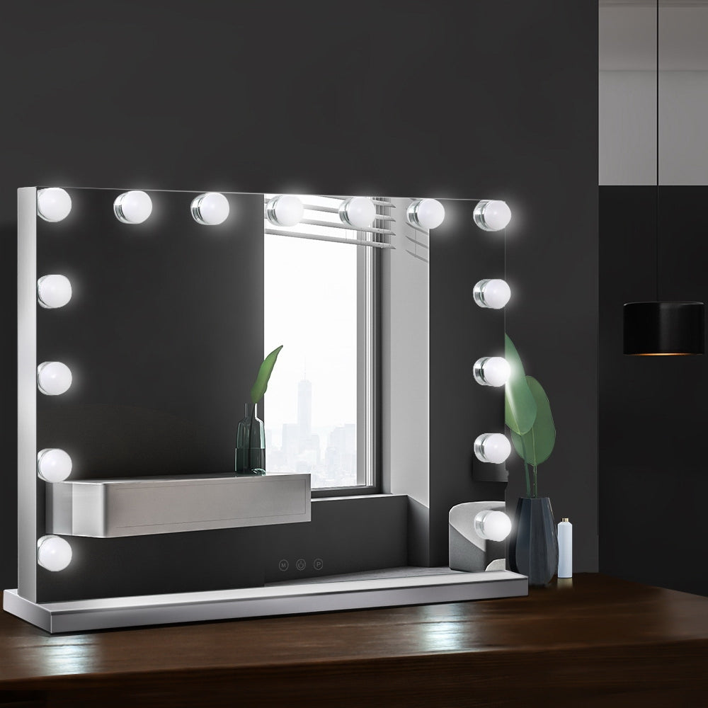 Mirrors: Embellir Makeup Mirror 58x46cm Hollywood Vanity with LED Light Tabletop Wall