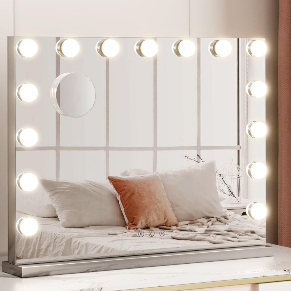 Mirrors: Embellir Makeup Mirror 58x46cm Hollywood Vanity with LED Light Tabletop Wall