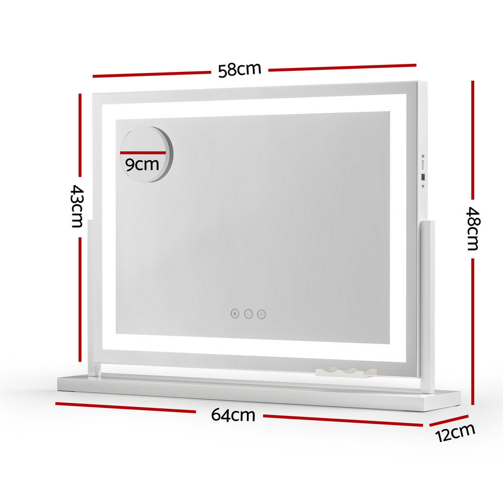 Makeup Mirrors: Embellir Makeup Mirror 58x46cm 360～ Rotatable Vanity Mirror with Lights Bright Light Strip Adjustable