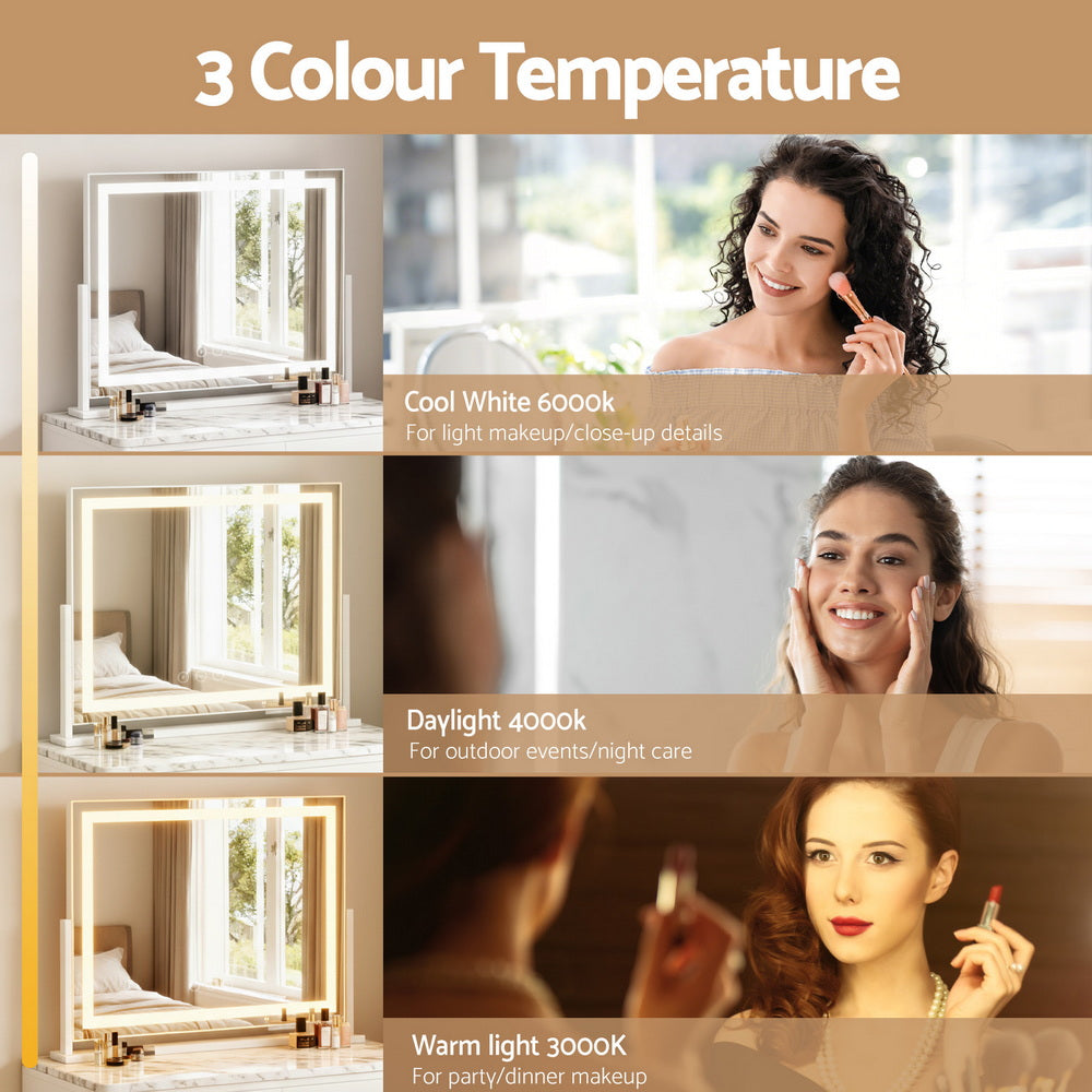 Makeup Mirrors: Embellir Makeup Mirror 58x46cm 360～ Rotatable Vanity Mirror with Lights Bright Light Strip Adjustable