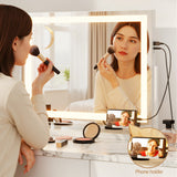 Makeup Mirrors: Embellir Makeup Mirror 58x46cm 360～ Rotatable Vanity Mirror with Lights Bright Light Strip Adjustable