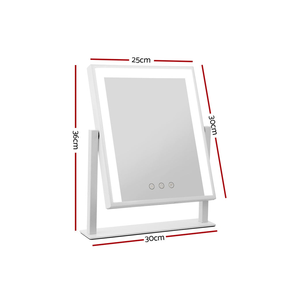 Makeup Mirrors: Embellir Makeup Mirror 25x30cm Hollywood Vanity with LED Light Rotation White