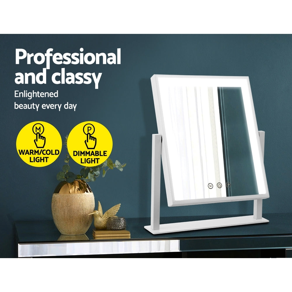 Makeup Mirrors: Embellir Makeup Mirror 25x30cm Hollywood Vanity with LED Light Rotation White