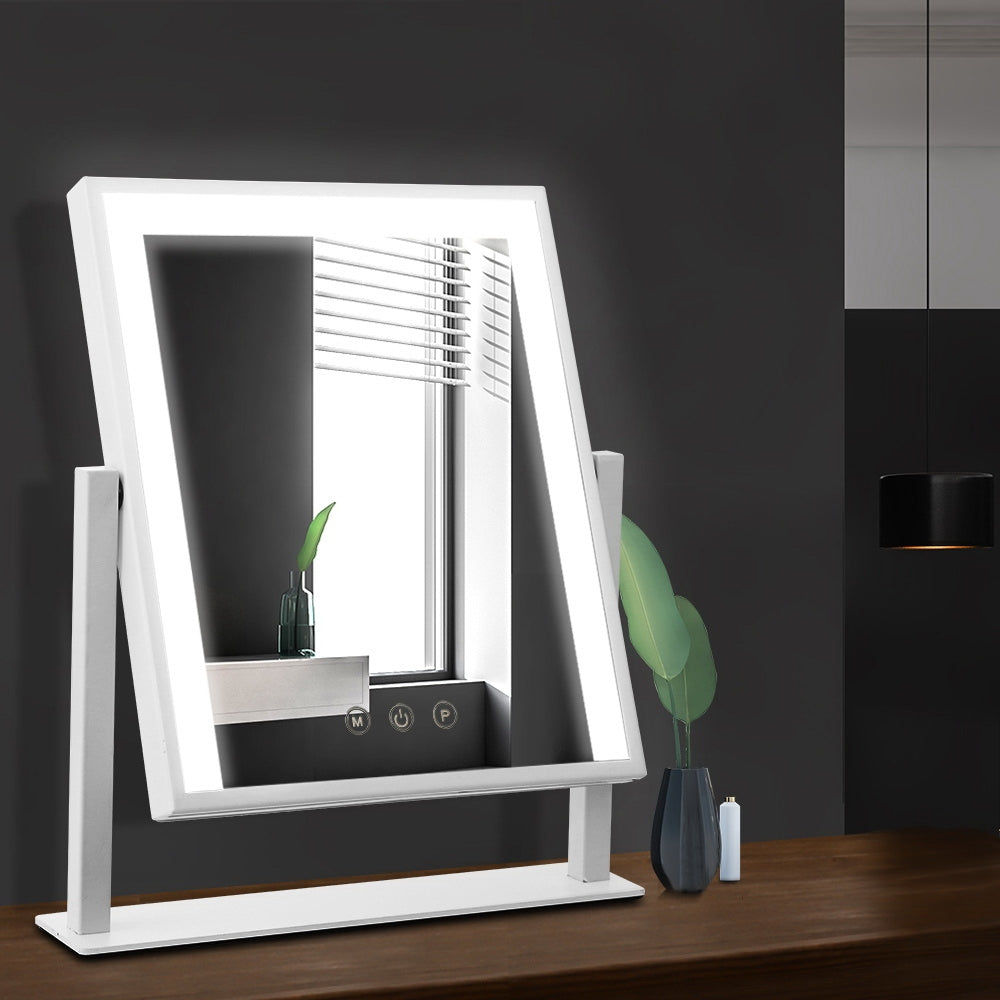 Makeup Mirrors: Embellir Makeup Mirror 25x30cm Hollywood Vanity with LED Light Rotation White