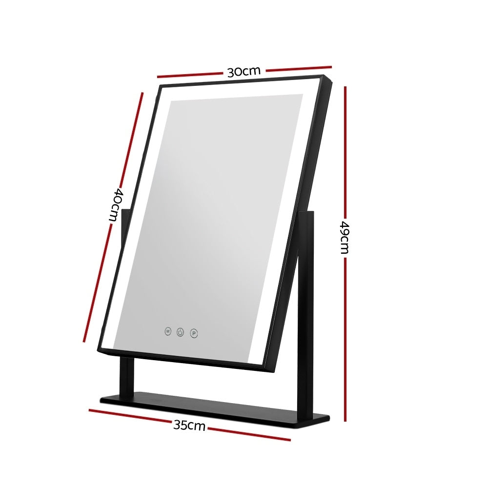 Makeup Mirrors: Embellir Makeup Mirror 30x40cm Hollywood Vanity with LED Light Rotation Black