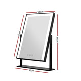 Makeup Mirrors: Embellir Makeup Mirror 30x40cm Hollywood Vanity with LED Light Rotation Black
