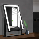 Makeup Mirrors: Embellir Makeup Mirror 30x40cm Hollywood Vanity with LED Light Rotation Black