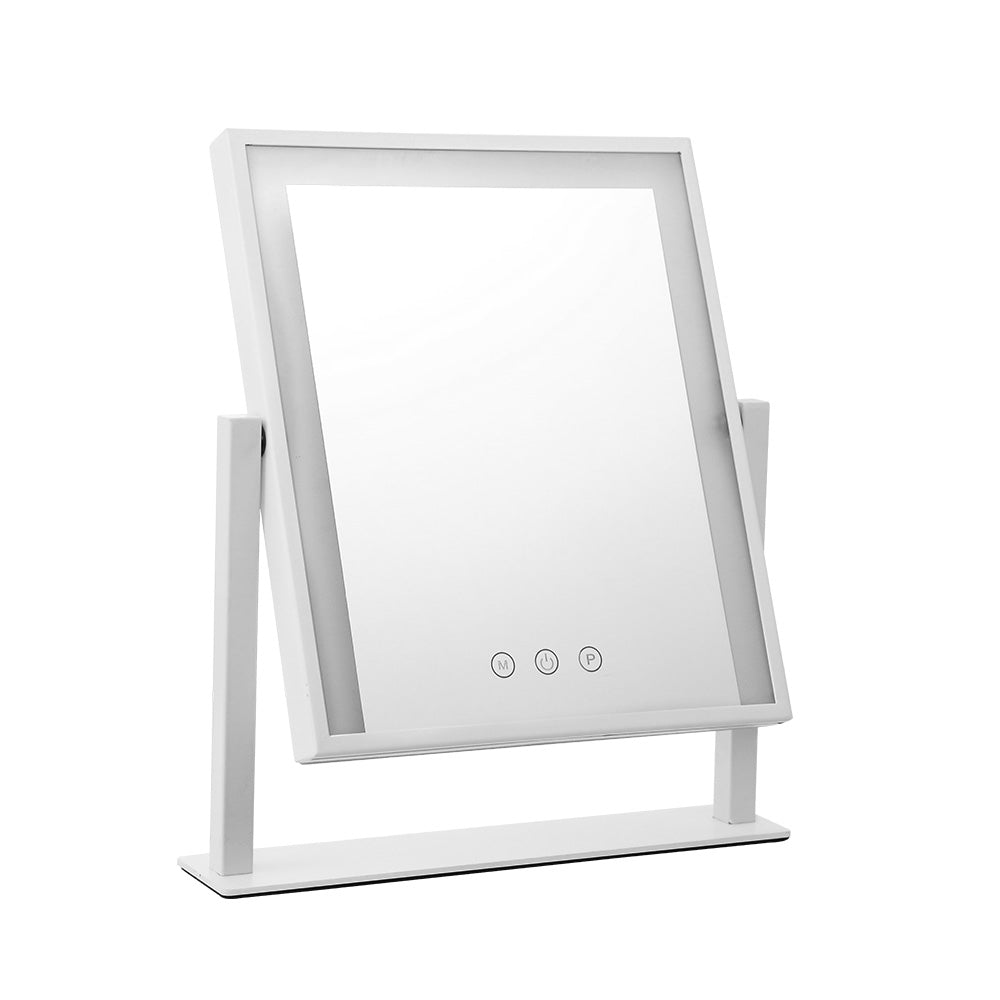 Makeup Mirrors: Embellir Makeup Mirror 30x40cm Hollywood Vanity with LED Light Rotation White