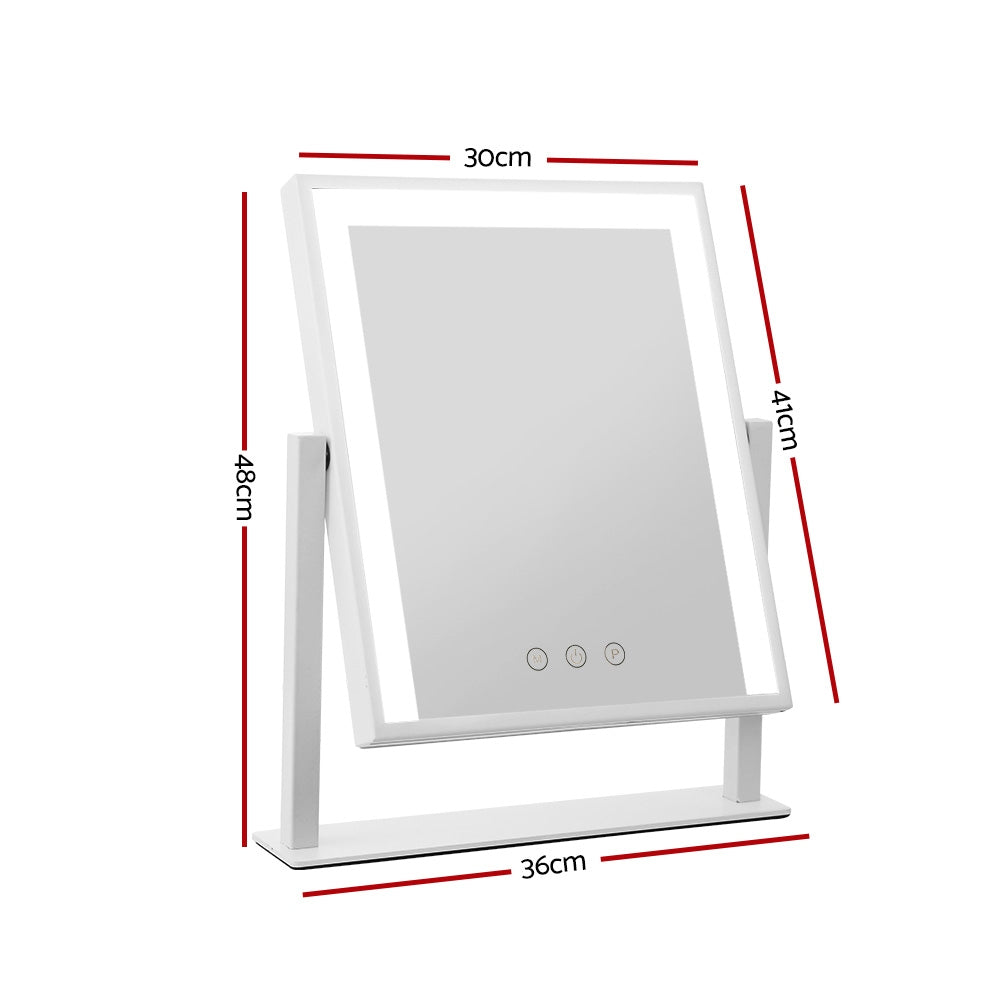 Makeup Mirrors: Embellir Makeup Mirror 30x40cm Hollywood Vanity with LED Light Rotation White