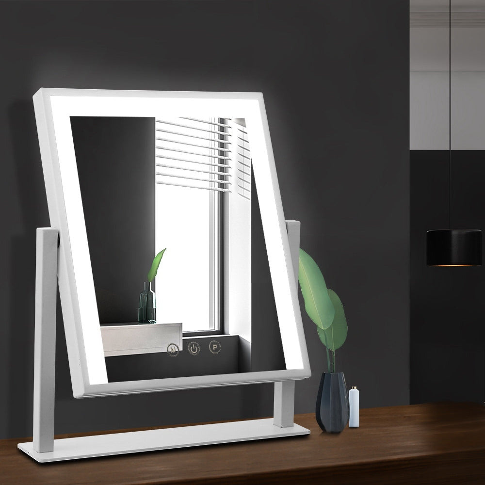 Makeup Mirrors: Embellir Makeup Mirror 30x40cm Hollywood Vanity with LED Light Rotation White