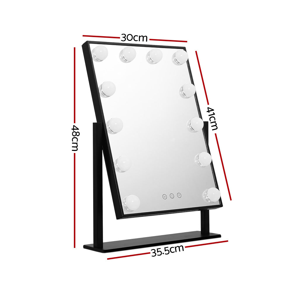 Makeup Mirrors: Embellir Makeup Mirror 30x48cm Hollywood Vanity with LED Light Rotation Tabletop