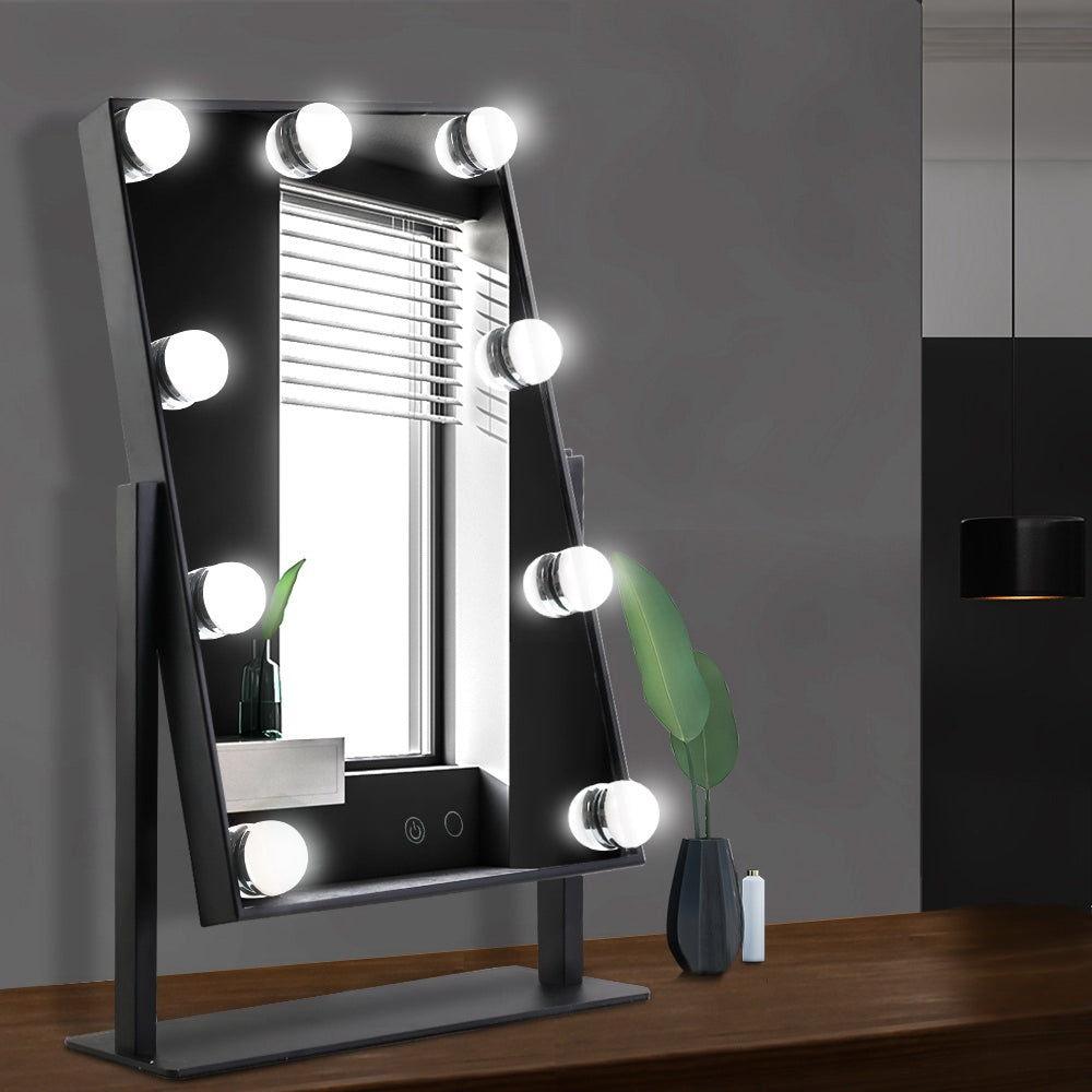 Makeup Mirrors: Embellir Makeup Mirror 30x48cm Hollywood Vanity with LED Light Rotation Tabletop