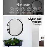 Makeup Mirrors: Embellir Wall Mirror Makeup 50cm Home Decor Framed Mirrors Bathroom Round Black