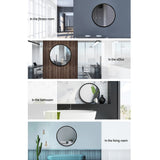 Makeup Mirrors: Embellir Wall Mirror Makeup 50cm Home Decor Framed Mirrors Bathroom Round Black