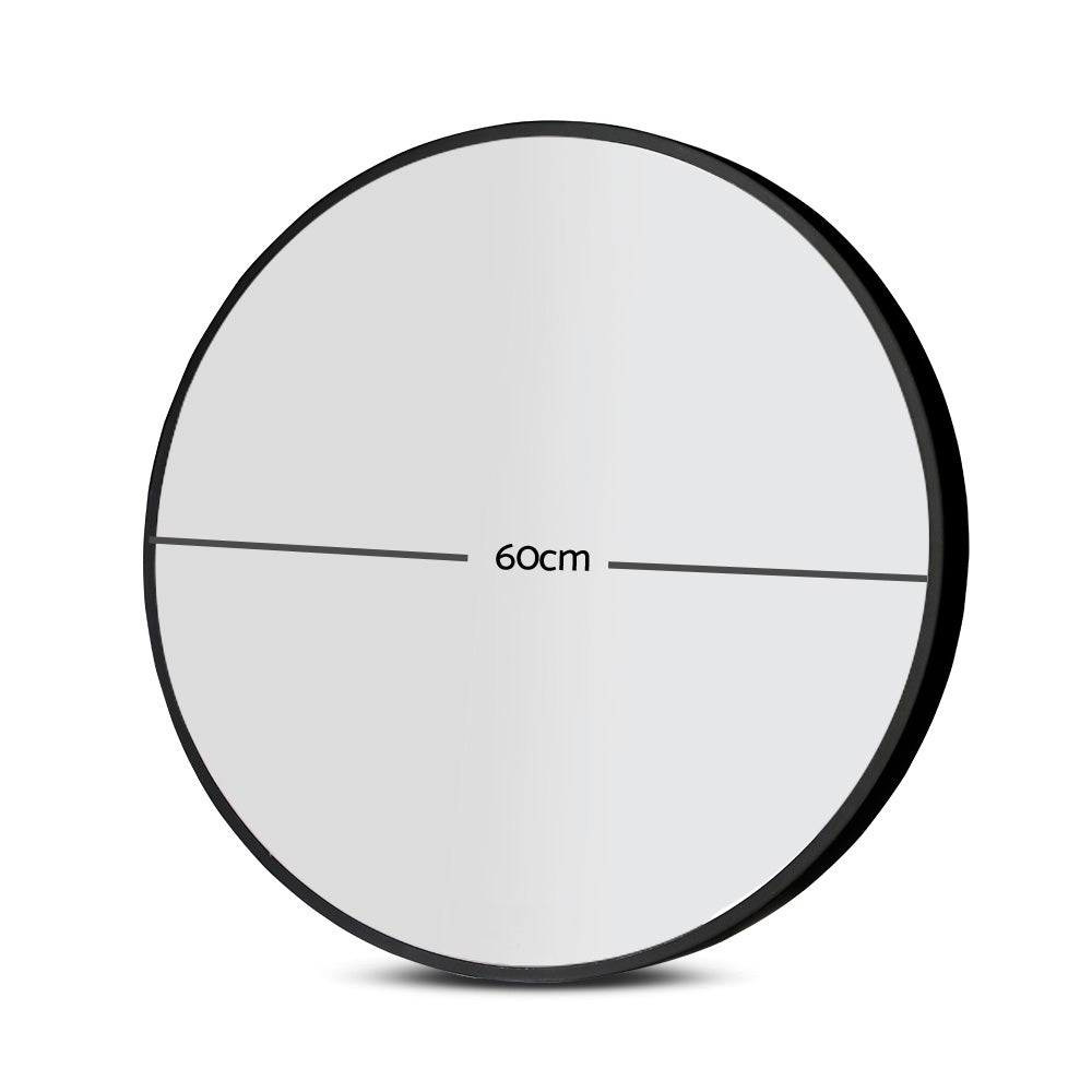 Makeup Mirrors: Embellir Wall Mirror Makeup 60cm Home Decor Framed Mirrors Bathroom Round Black