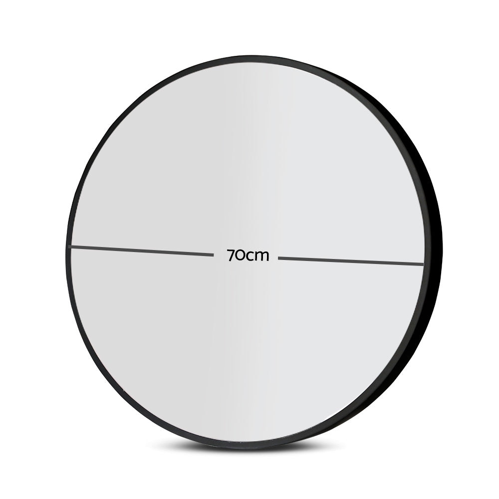 Makeup Mirrors: Embellir Wall Mirror Makeup 70cm Home Decor Framed Mirrors Bathroom Round Black