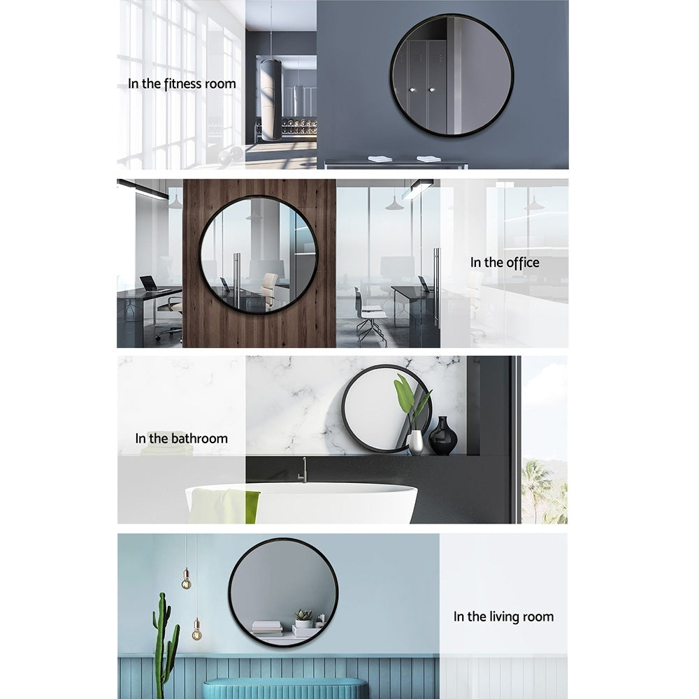 Makeup Mirrors: Embellir Wall Mirror Makeup 70cm Home Decor Framed Mirrors Bathroom Round Black