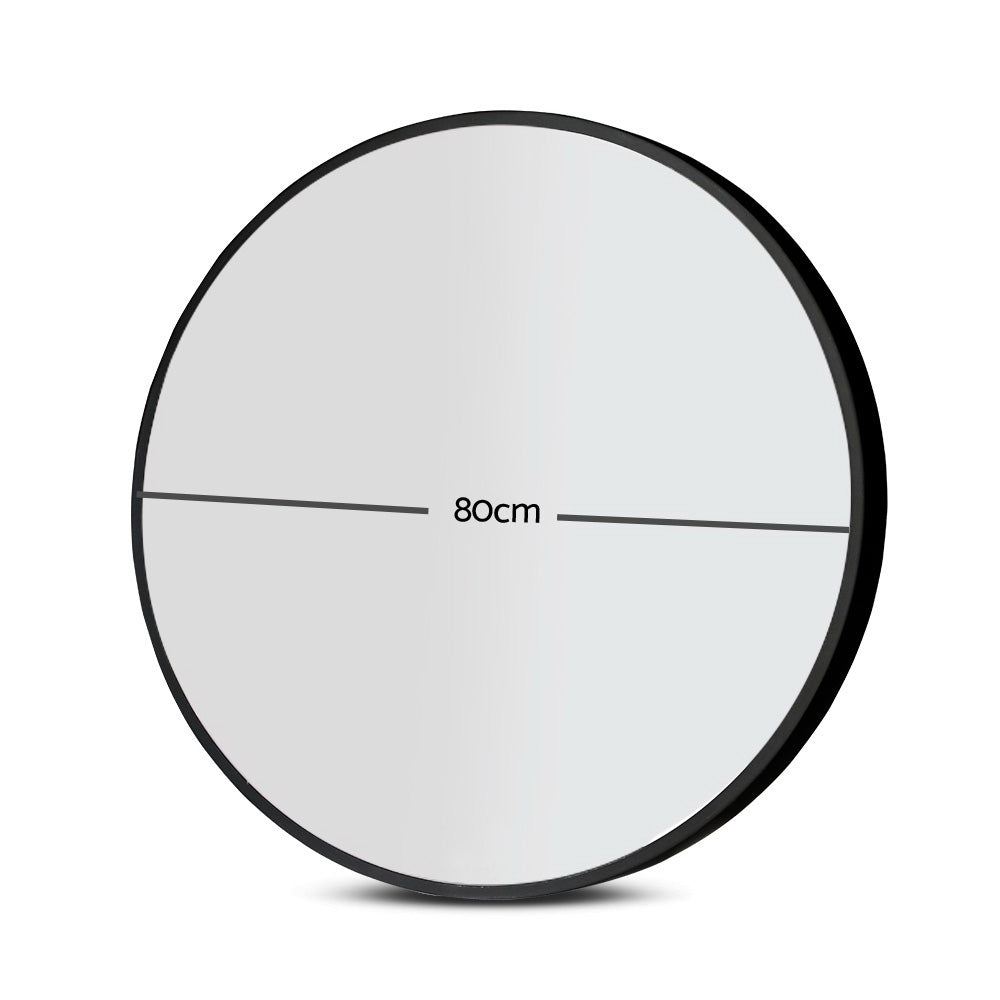Makeup Mirrors: Embellir Wall Mirror Makeup 80cm Home Decor Framed Mirrors Bathroom Round Black