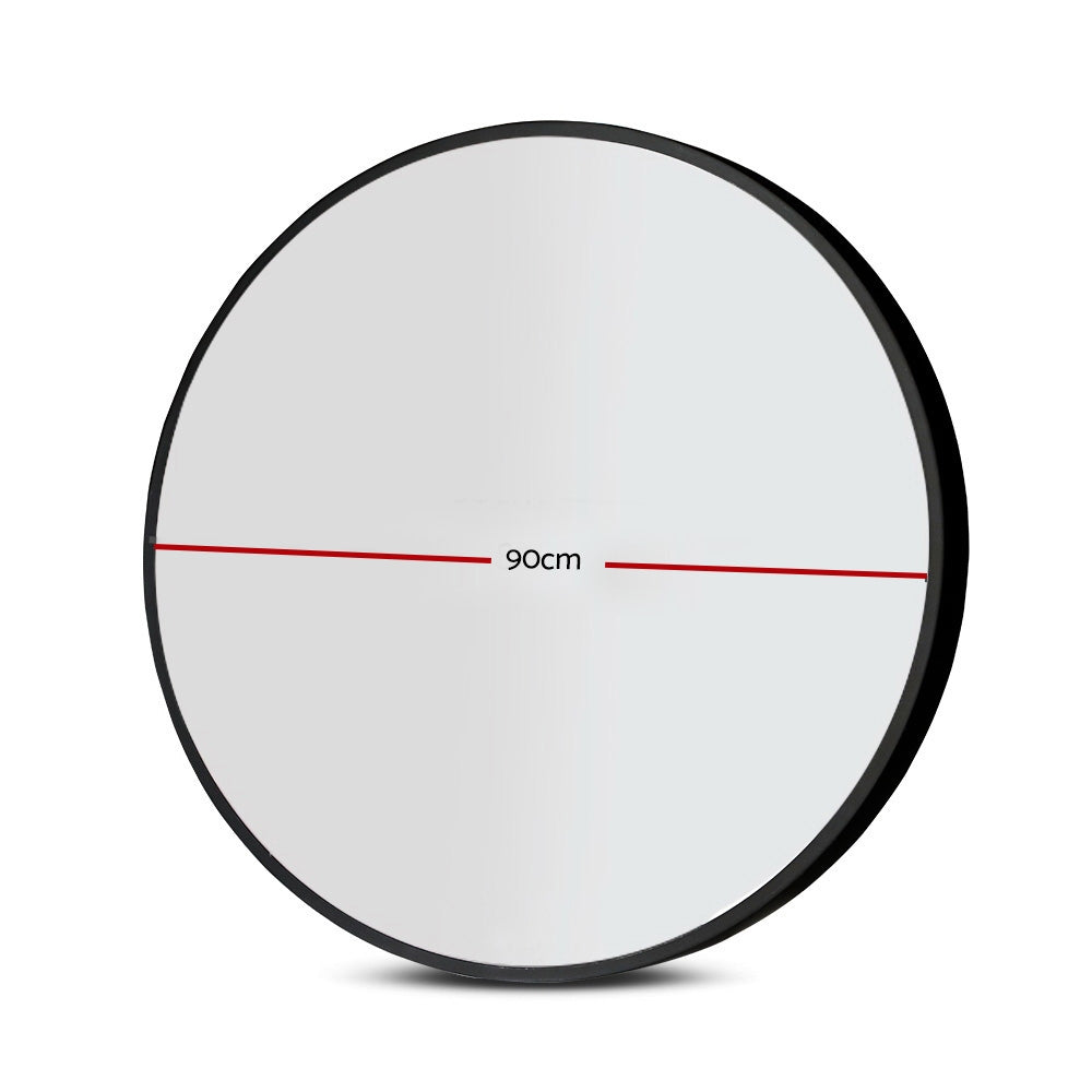 Makeup Mirrors: Embellir Wall Mirror Makeup 90cm Home Decor Framed Mirrors Bathroom Round Black