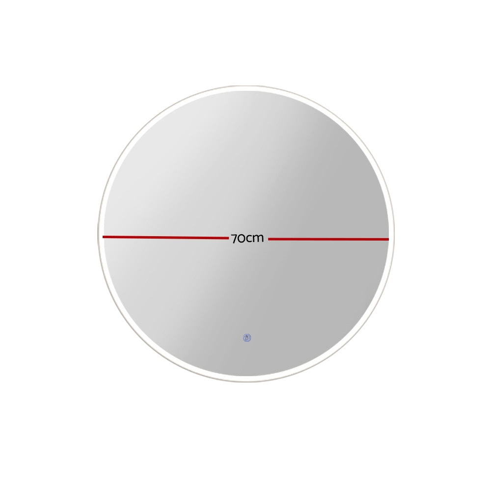 Mirrors: Embellir Wall Mirror 70cm with Led light Makeup Home Decor Bathroom Round Vanity