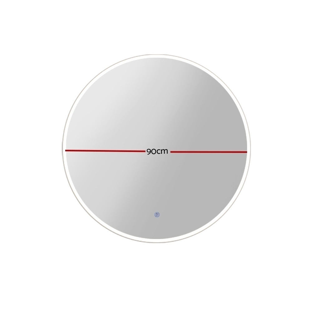 Mirrors: Embellir Wall Mirror 90cm with Led light Makeup Home Decor Bathroom Round Vanity