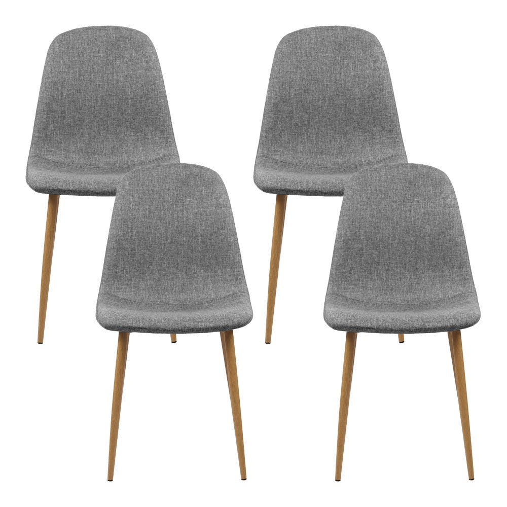 Dining Set: Artiss Dining Chairs Set of 4 Linen Curved Slope Grey