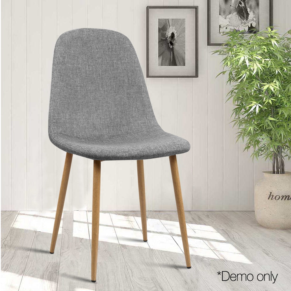 Dining Set: Artiss Dining Chairs Set of 4 Linen Curved Slope Grey
