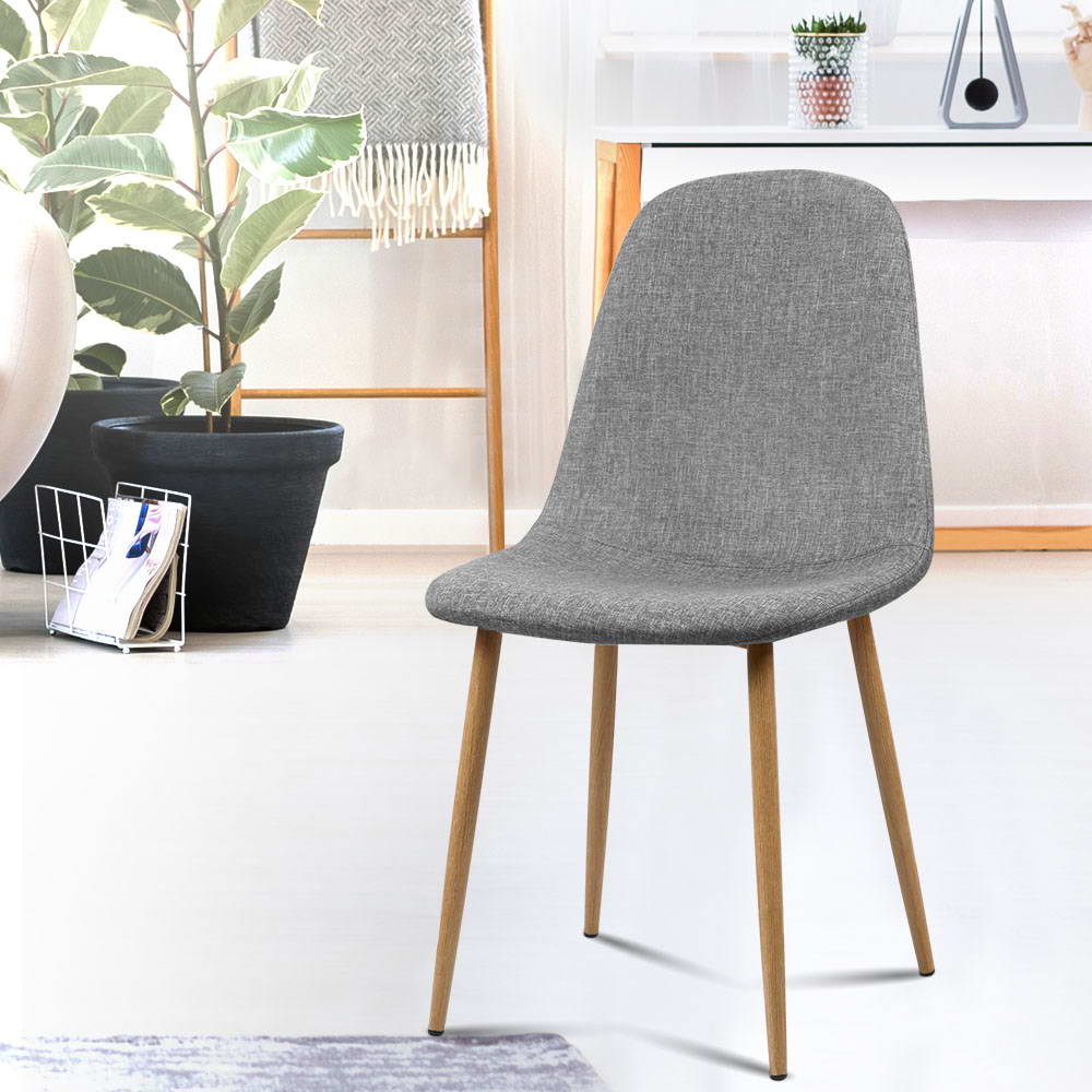 Dining Set: Artiss Dining Chairs Set of 4 Linen Curved Slope Grey