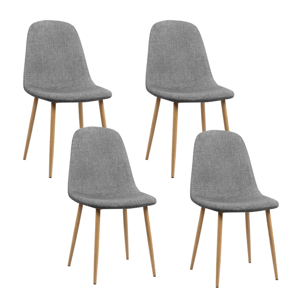 Dining Set: Artiss Dining Chairs Set of 4 Linen Curved Slope Grey